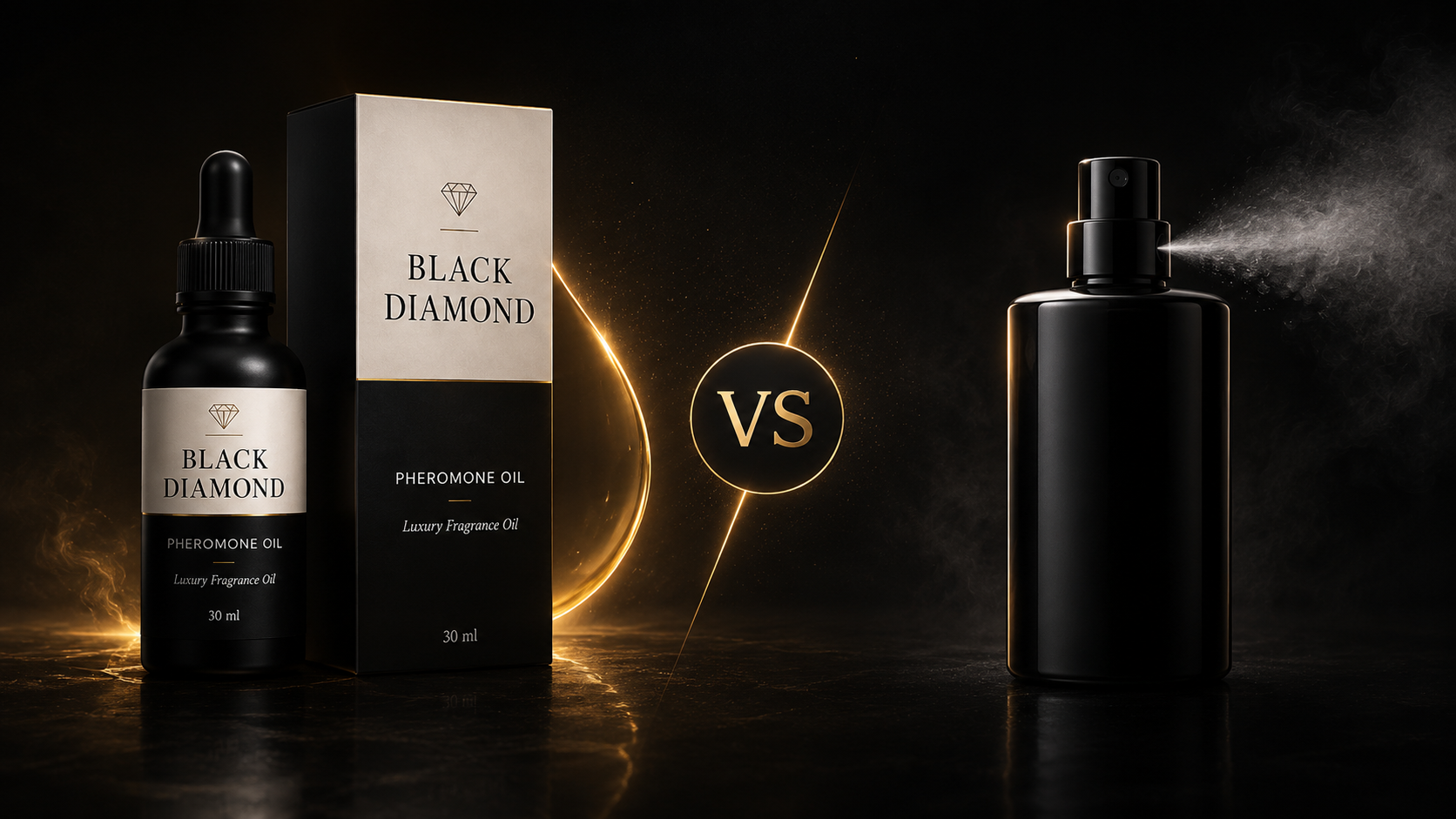 مقارنة Black Diamond زيت عطري مركز مع سبراي عطري عادي